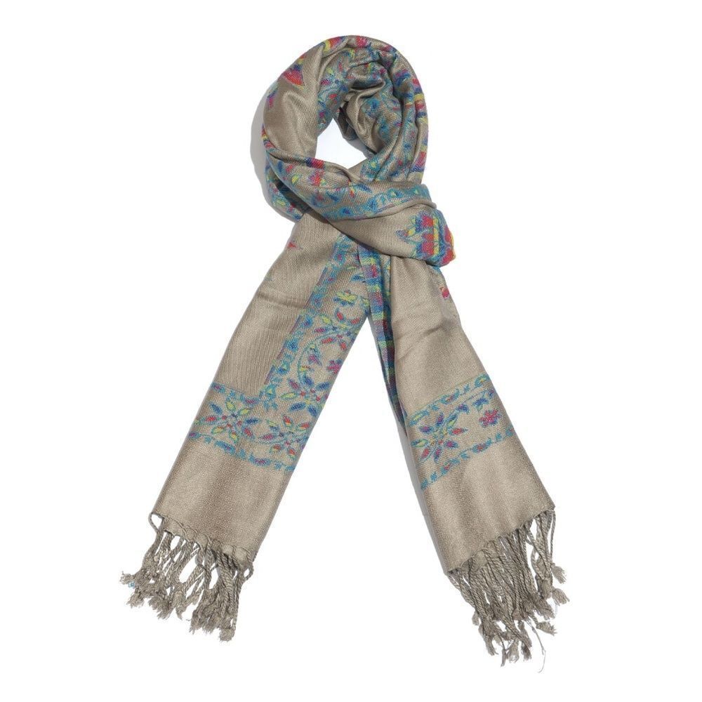 J Francis Scarf Gray Floral Print